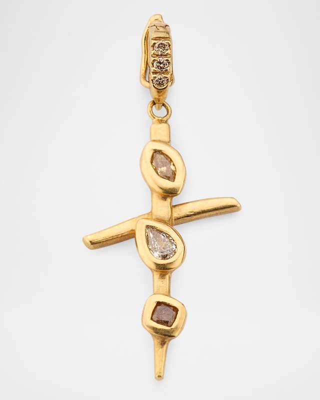 18K Yellow Gold Crossroads Diamond Pendant